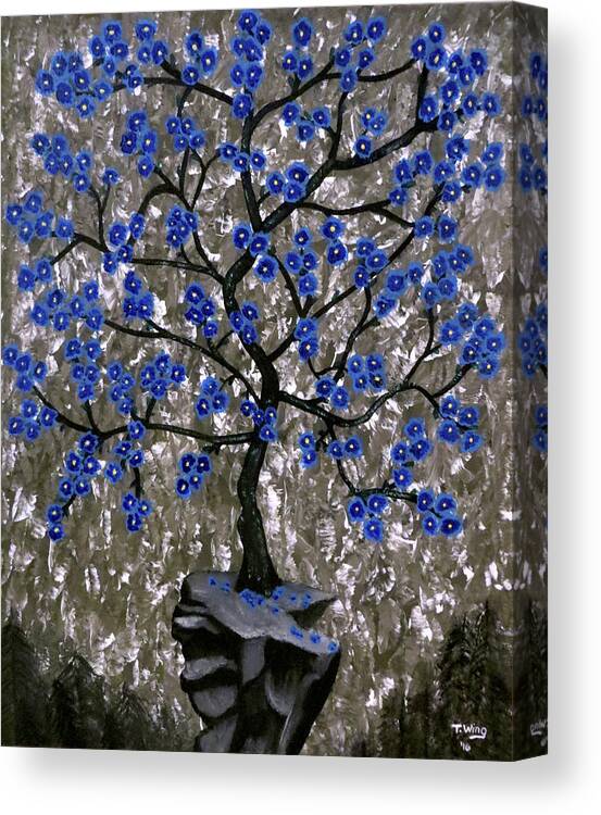 Tree Canvas Print featuring the painting Winter Blues by Teresa Wing