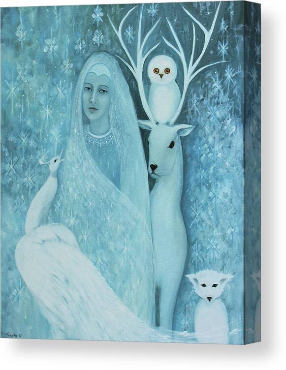 Woman Canvas Print featuring the painting Winter Lady by Tone Aanderaa
