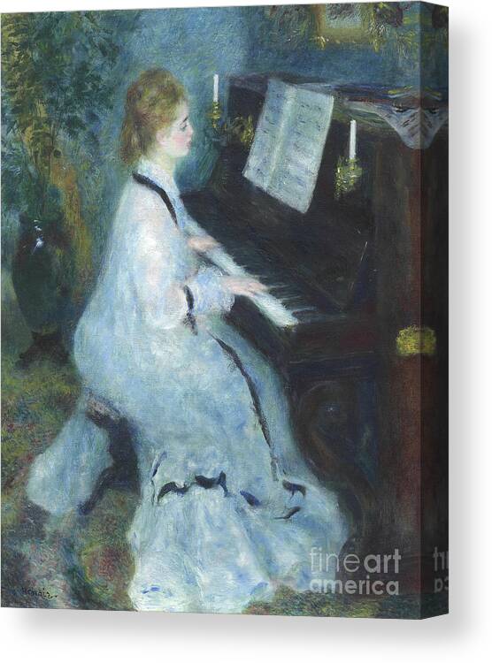 Renoir Canvas Print featuring the painting Woman at the Piano by Pierre Auguste Renoir