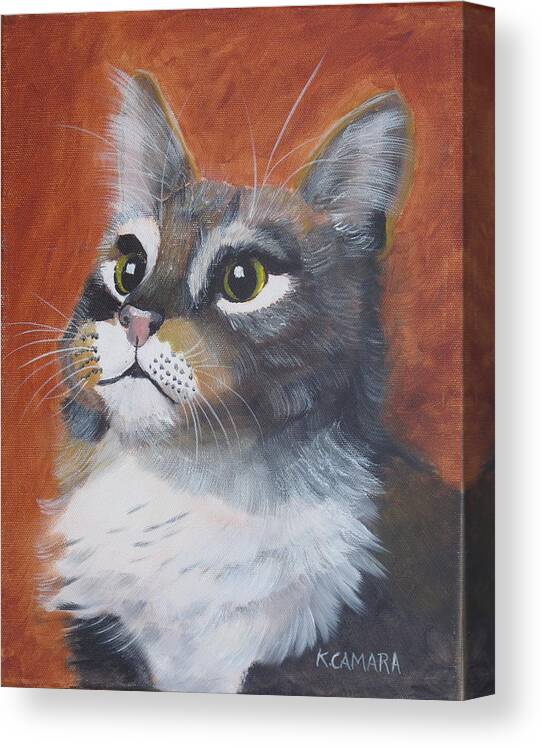 Pets Canvas Print featuring the painting Wonder Cat by Kathie Camara