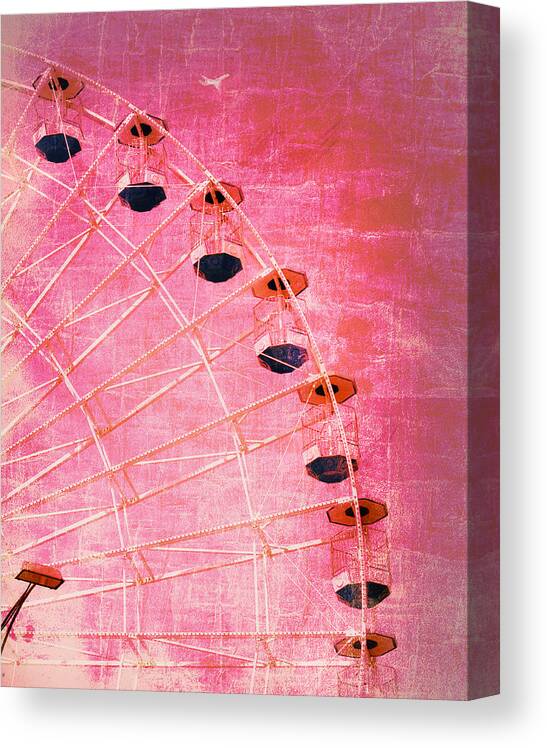 Jersey Shore Canvas Print featuring the photograph Wonder Wheel and Plane Series 3 Red by Marianne Campolongo