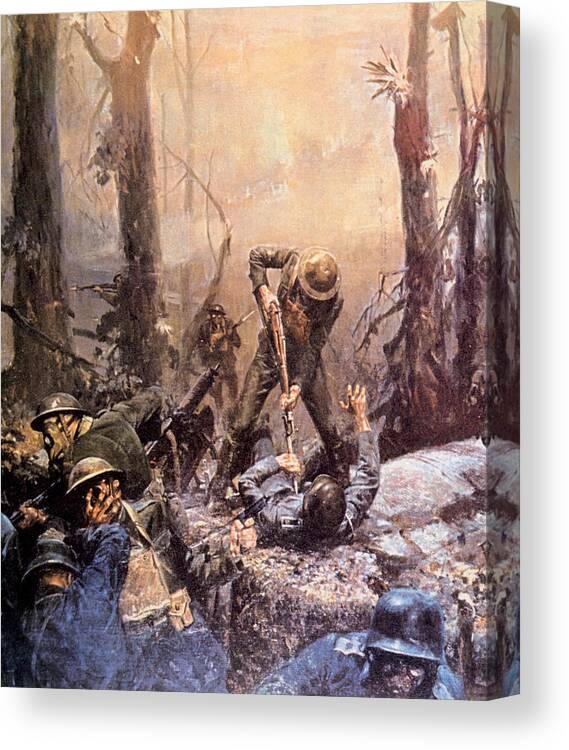 1910s Canvas Print featuring the photograph World War I, American Marines In The by Everett