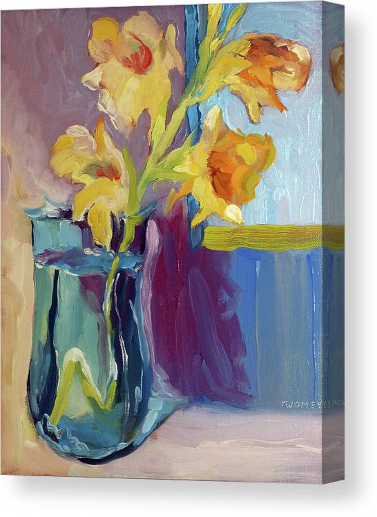 Flower Canvas Print featuring the painting Yellow Glads 4.0 by Catherine Twomey