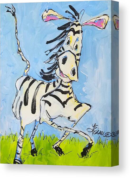 Zebra Canvas Print featuring the painting You Make Me Feel So Young by Terri Einer