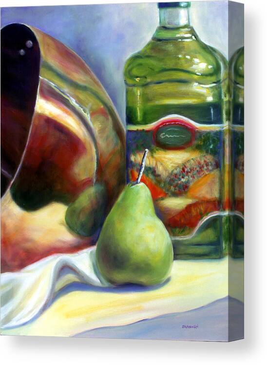Copper Vessel Canvas Print featuring the painting Zabaglione Pan by Shannon Grissom