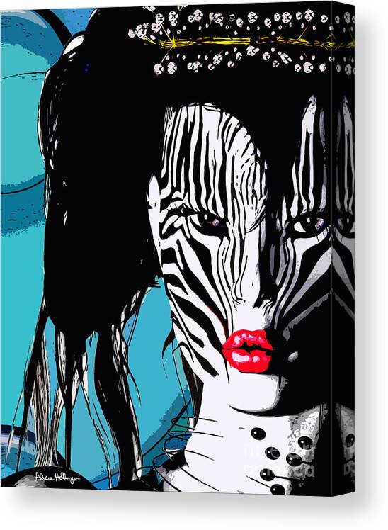 Zebra Canvas Print featuring the digital art Zebra Girl Pop Art by Alicia Hollinger