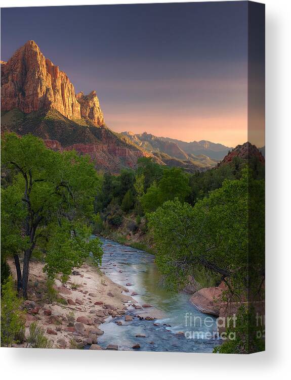 Zion Canvas Print featuring the photograph Zion Canyon Sunset by Peter Kennett