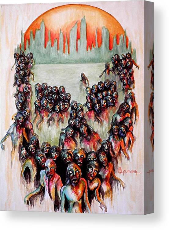 Zombie Canvas Print featuring the painting Zombie Apocalypse by Al Molina