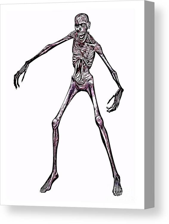 Zombie Canvas Print featuring the digital art Zombie, Digital Art by MB by Esoterica Art Agency