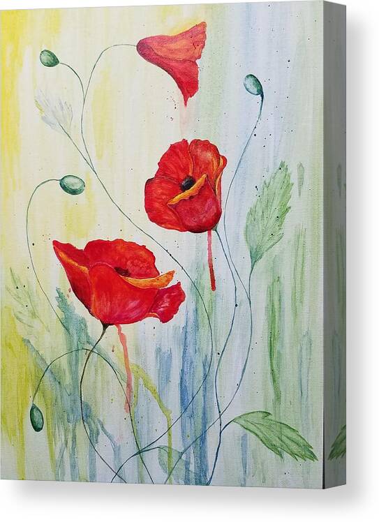 Poppy Canvas Print featuring the painting Abstract Poppy #2 by Jimmy Chuck Smith