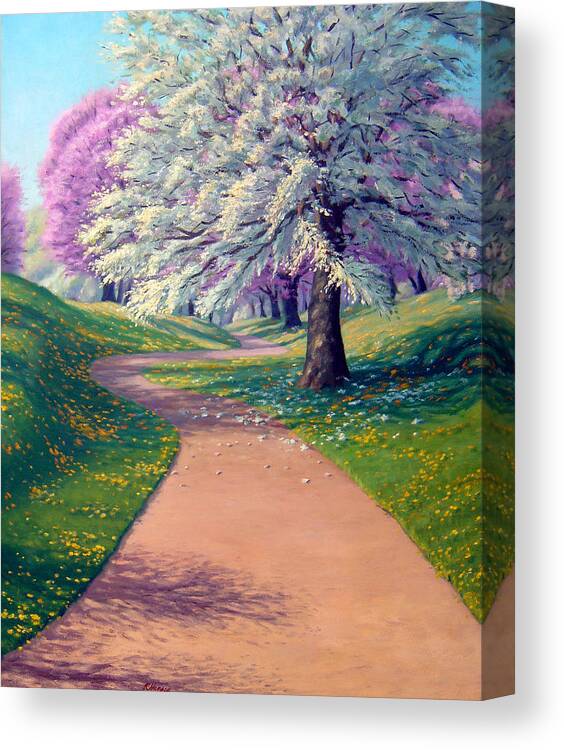Landscape Canvas Print featuring the painting Apple Blossom Trail by Rick Hansen