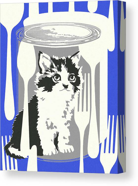 Animal Canvas Print featuring the drawing Can of Cat Food by CSA Images
