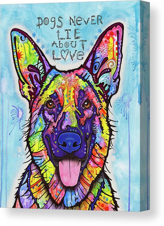 Dogs Never Lie Canvas Print featuring the mixed media Dogs Never Lie #1 by Dean Russo