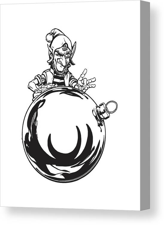 Accessories Canvas Print featuring the drawing Elf and Christmas Ornament #1 by CSA Images