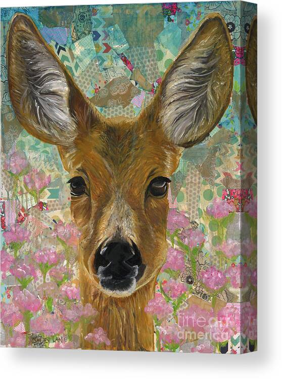 Deer Painting Canvas Print featuring the painting Enchanted Meadow by Ashley Lane