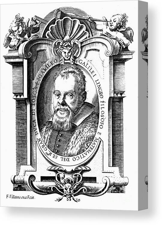 Physicist Canvas Print featuring the drawing Galileo Galilei, Italian Astronomer #1 by Print Collector
