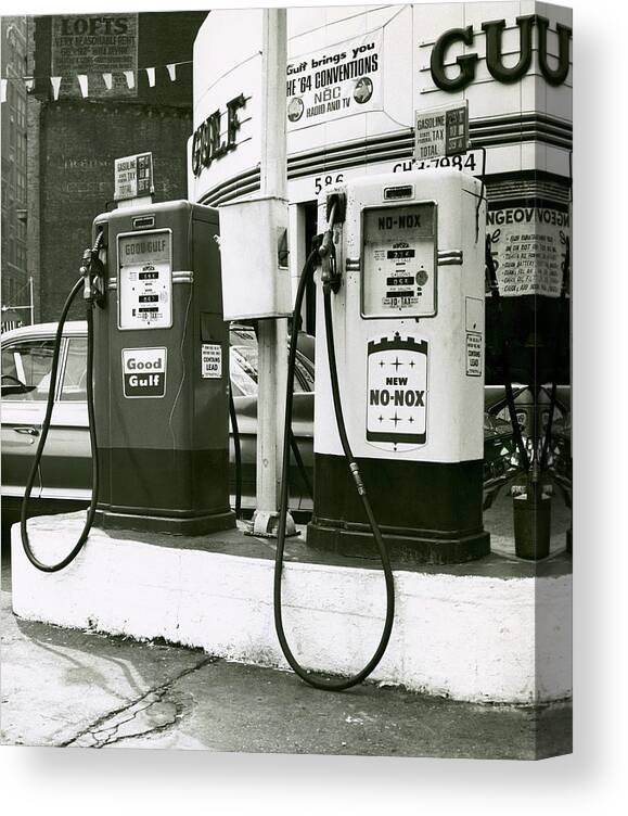 1950-1959 Canvas Print featuring the photograph Gas Station #1 by George Marks