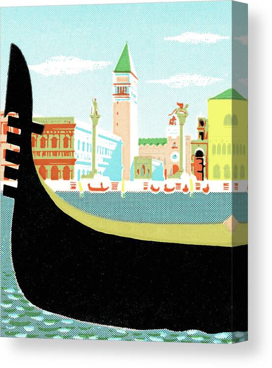 Activity Canvas Print featuring the drawing Gondola in Venice #1 by CSA Images