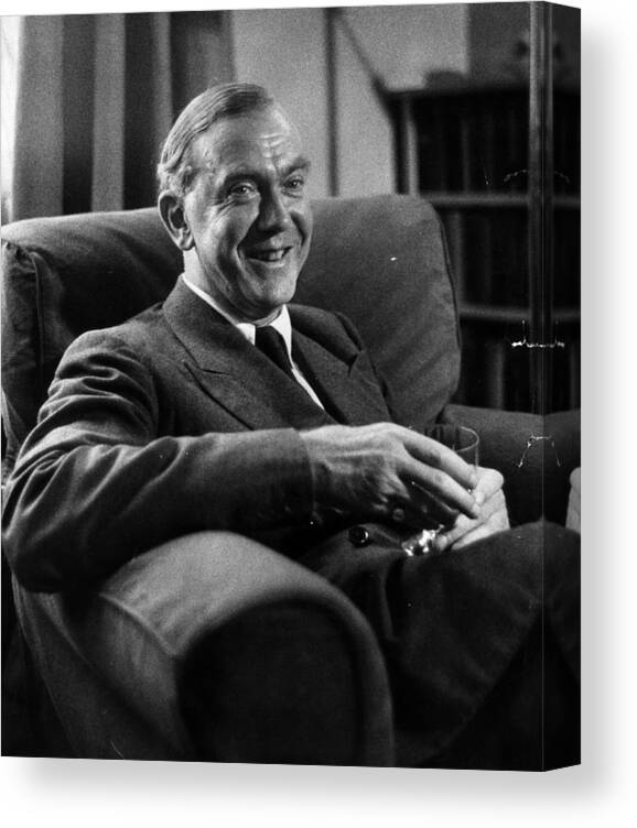 People Canvas Print featuring the photograph Graham Greene #1 by Kurt Hutton