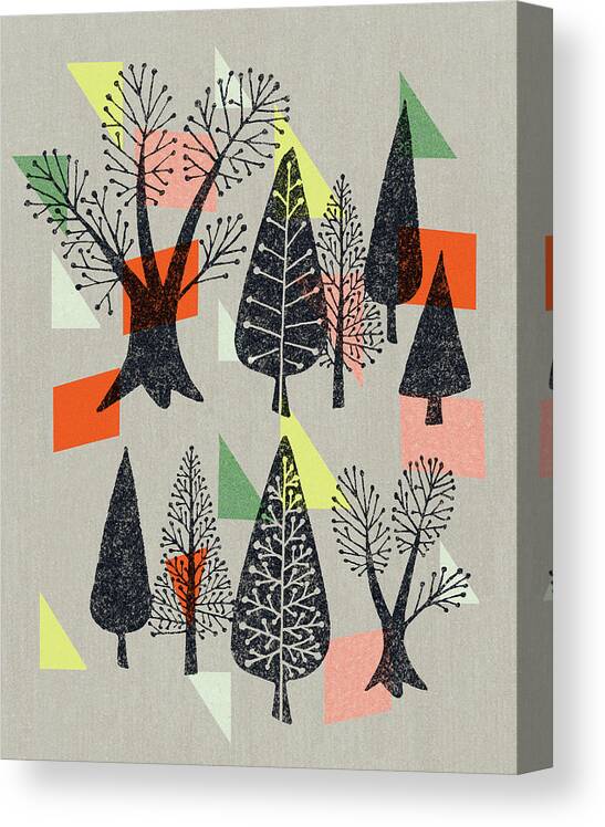 Abstract Canvas Print featuring the drawing Group of Trees #1 by CSA Images