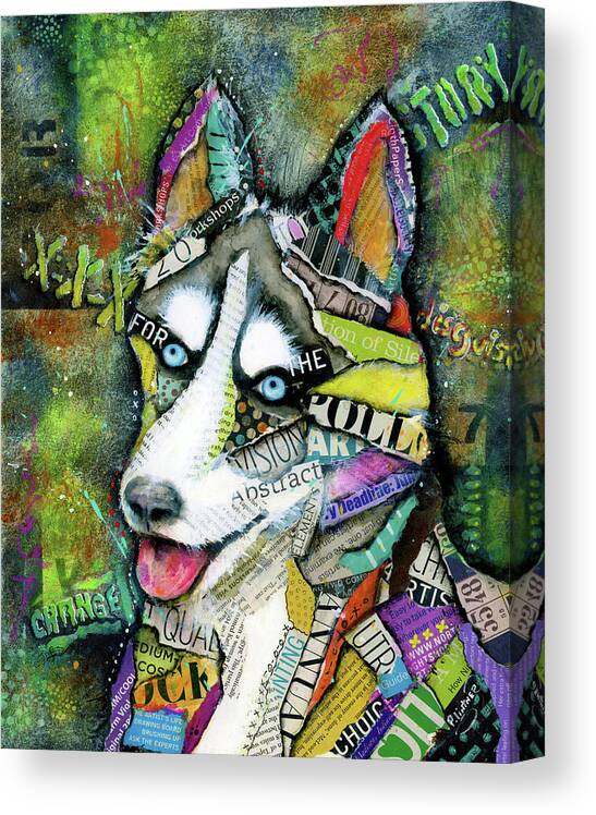 Husky Canvas Print featuring the mixed media Husky #1 by Patricia Lintner