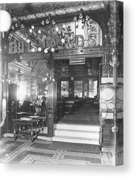 1880-1889 Canvas Print featuring the photograph Interior Of Hannah And Hoggs Saloon #1 by Chicago History Museum