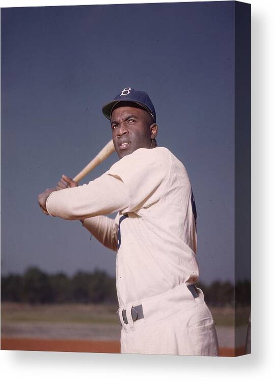 People Canvas Print featuring the photograph Jackie Robinson #1 by Hulton Archive