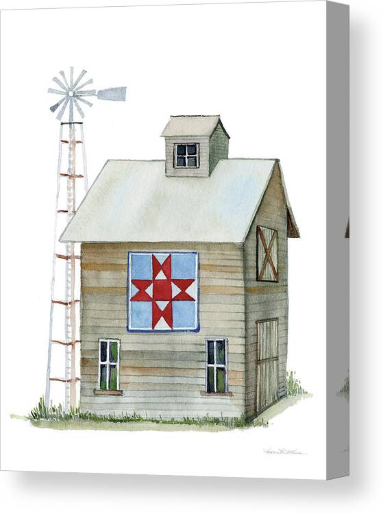 Architecture Canvas Print featuring the painting Life On The Farm Barn Element IIi #1 by Kathleen Parr Mckenna