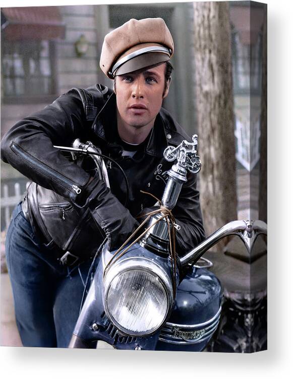Hollywood Canvas Print featuring the photograph Marlon Brando As Bad Boy Johnny Strabler In The Wild One #1 by Homer Van Pelt