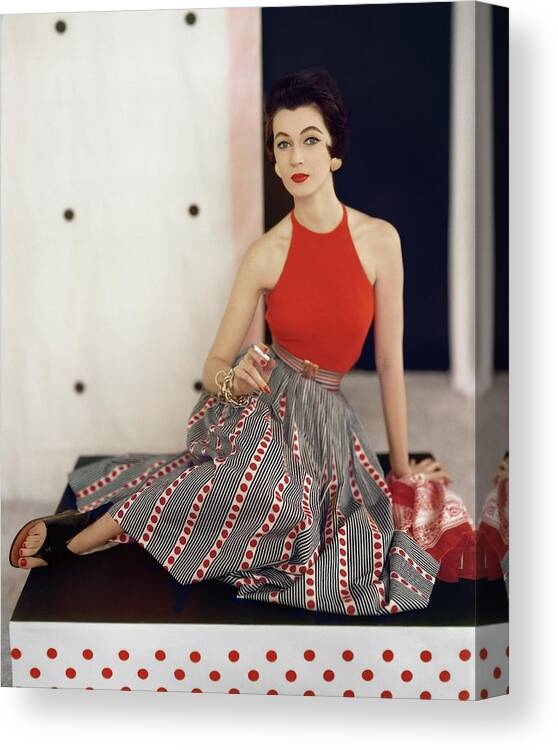 Fashion Canvas Print featuring the photograph Model In Nelly De Grab #1 by Horst P. Horst