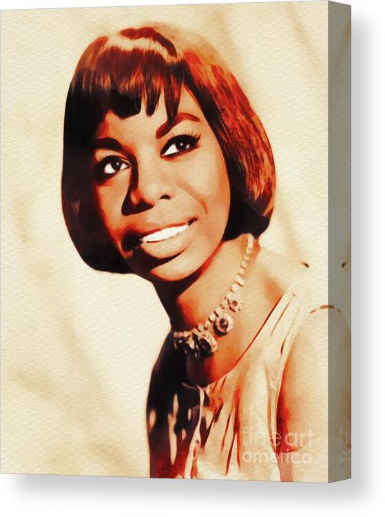 Nina Canvas Print featuring the painting Nina Simone, Music Legend #1 by Esoterica Art Agency