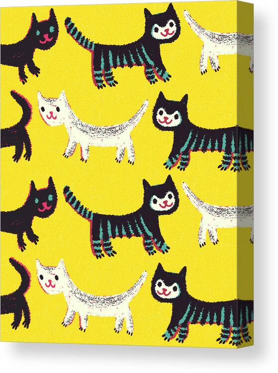 Animal Canvas Print featuring the drawing Pattern of Cats #1 by CSA Images