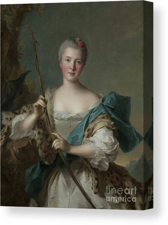 Diana Canvas Print featuring the painting Portrait Of A Woman As Diana, 1752 by Jean Marc Nattier