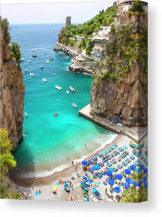 Amalfi Coast Canvas Print featuring the photograph Praiano Beach #2 by Brian Jannsen