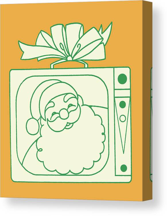 Beard Canvas Print featuring the drawing Santa Claus on TV #1 by CSA Images