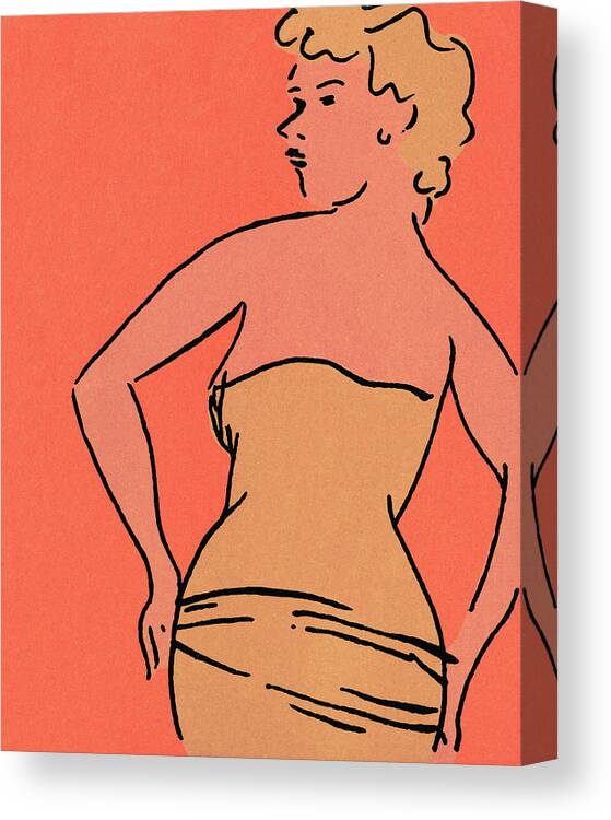 Adult Canvas Print featuring the drawing Shapely woman #1 by CSA Images