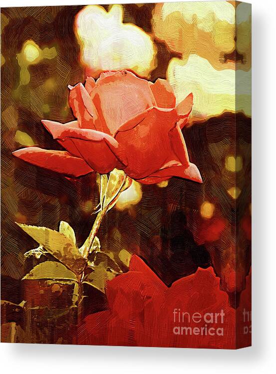 Rose Canvas Print featuring the digital art Single Rose Bloom In Gothic by Kirt Tisdale