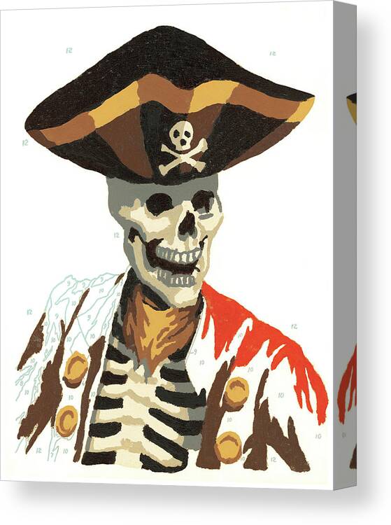 Afraid Canvas Print featuring the drawing Skeleton pirate #1 by CSA Images