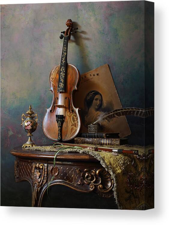 Woman Canvas Print featuring the photograph Still Life With Violin #1 by Andrey Morozov