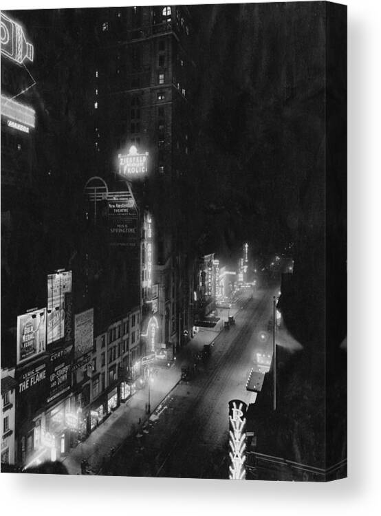 1910-1919 Canvas Print featuring the photograph Times Square #1 by Edwin Levick