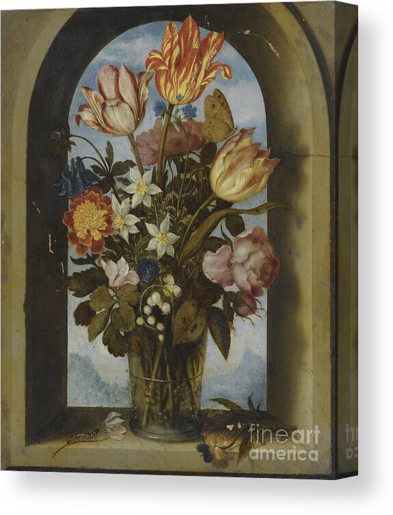 Bouquet Canvas Print featuring the drawing Tulips #1 by Heritage Images