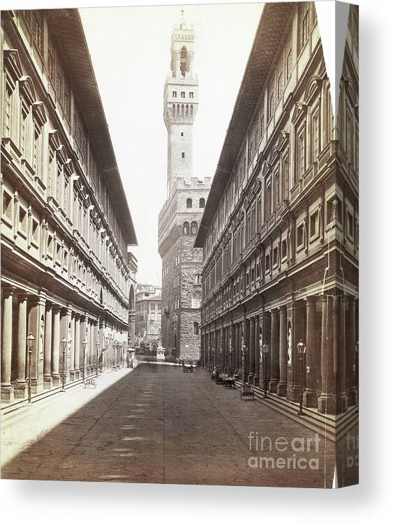 Built Structure Canvas Print featuring the photograph Uffizi Palace And Palazzo Vecchio by Bettmann