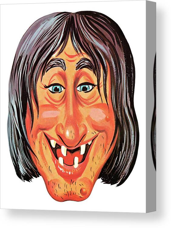 Campy Canvas Print featuring the drawing Ugly woman #1 by CSA Images