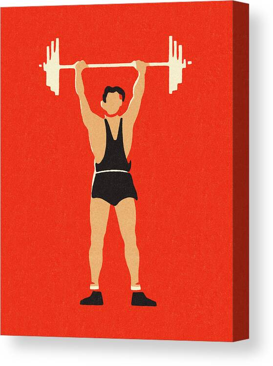 Adult Canvas Print featuring the drawing Weightlifter #1 by CSA Images