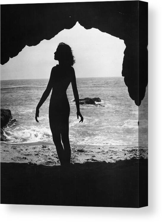 1930-1939 Canvas Print featuring the photograph Woman On Beach #1 by Sasha