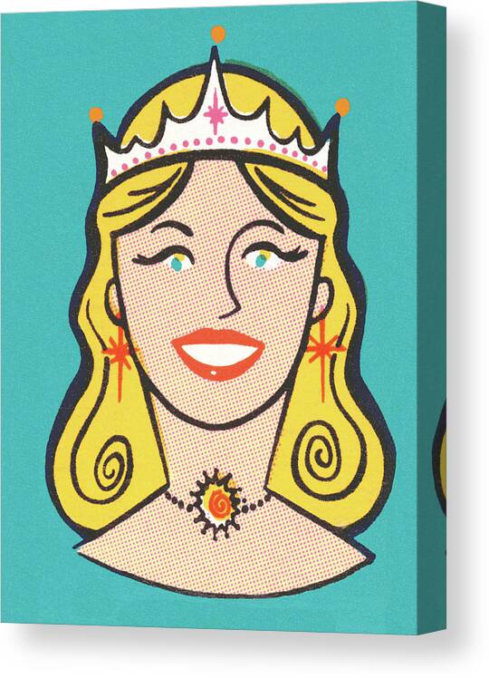 Accessories Canvas Print featuring the drawing Woman Wearing Crown by CSA Images