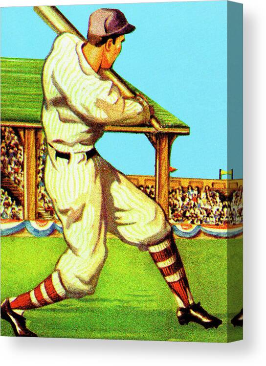 Adult Canvas Print featuring the drawing Baseball Player by CSA Images