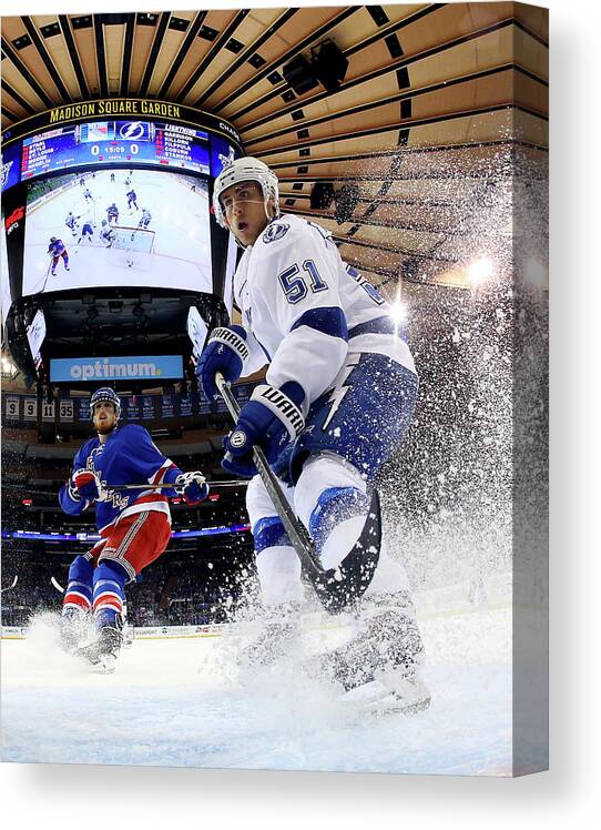 Marc Staal Canvas Print featuring the photograph Tampa Bay Lightning V New York Rangers #10 by Bruce Bennett