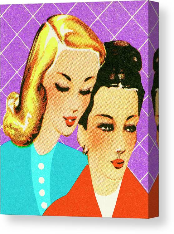 Adult Canvas Print featuring the drawing Two Women #10 by CSA Images