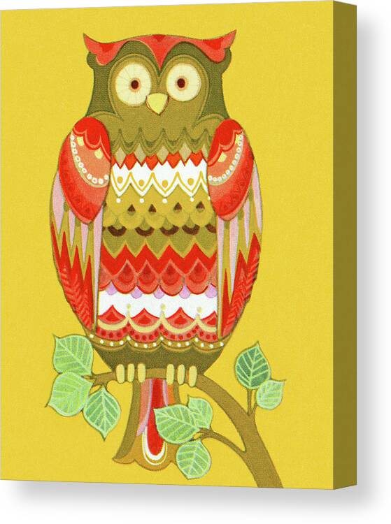 Animal Canvas Print featuring the drawing Owl #16 by CSA Images